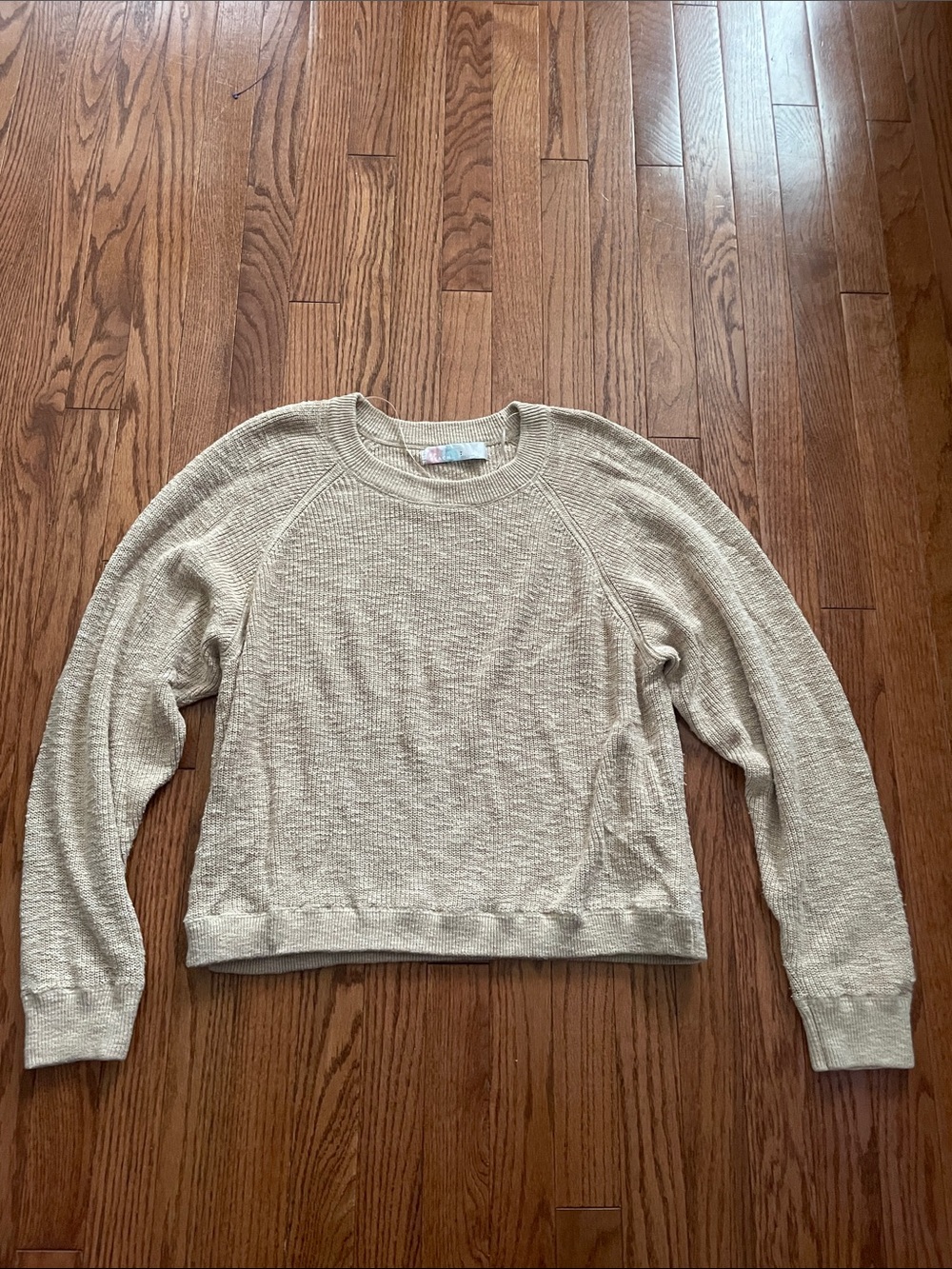 FP Beach Tan Crewneck Knit Sweater Sz Small